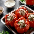 Stuffed red bell peppers Royalty Free Stock Photo