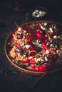 Stuffed Red Pepper with Millet, Chorizo, Feta Cheese and Greek Olive Royalty Free Stock Photo