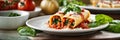 stuffed with ricotta cheese and spinach. Selective focus. Royalty Free Stock Photo