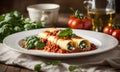 stuffed with ricotta cheese and spinach. Selective focus. Royalty Free Stock Photo