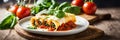 stuffed with ricotta cheese and spinach. Selective focus. Royalty Free Stock Photo