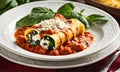 stuffed with ricotta cheese and spinach. Selective focus. Royalty Free Stock Photo