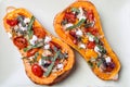 Two Halves of Stuffed Roasted Butternut Squash