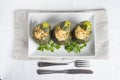 Stuffed round courgettes with grated cheese Royalty Free Stock Photo