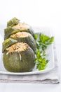 Stuffed round courgettes with grated cheese Royalty Free Stock Photo