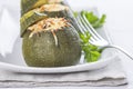 Stuffed round courgettes with grated cheese Royalty Free Stock Photo