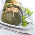 Stuffed round courgettes with grated cheese Royalty Free Stock Photo