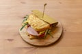 Stuffed sandwich with ham and salad Royalty Free Stock Photo