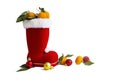 Stuffed Santa Claus boot with tangerines Royalty Free Stock Photo