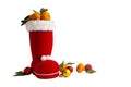 Stuffed Santa Claus boot with tangerines Royalty Free Stock Photo