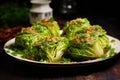 Stuffed savoy cabbage leaves. Generate Ai Royalty Free Stock Photo