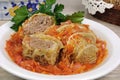 Stuffed savoy cabbage on a plate Royalty Free Stock Photo