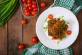 Stuffed savoy cabbage rolls in tomato sauce Royalty Free Stock Photo