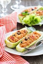 Stuffed squash with millet, tomatoes and olives Royalty Free Stock Photo