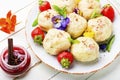 Stuffed strawberry dumplings,czech food