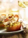 Stuffed tomato with bacon and molten cheese Royalty Free Stock Photo