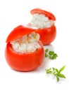 Stuffed tomato isolated on white Royalty Free Stock Photo