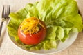 Stuffed Tomato Topped with Cheddar Cheese