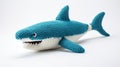 Bold And Playful Knitted Shark Toy In Blue And White