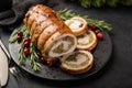 Stuffed turkey breast roll for Christmas dinner Royalty Free Stock Photo