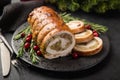 Stuffed turkey breast roll for festive dinner