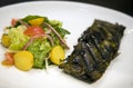 Stuffed vine leaves with salad Royalty Free Stock Photo