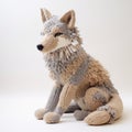 Detailed Knitted Wolf On White Background