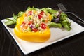 Stuffed Yellow Pepper with Salad Royalty Free Stock Photo