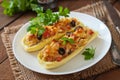 Stuffed zucchini with chicken Royalty Free Stock Photo