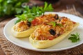 Stuffed zucchini with chicken Royalty Free Stock Photo