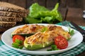 Stuffed zucchini with chicken Royalty Free Stock Photo