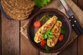 Stuffed zucchini with chicken Royalty Free Stock Photo