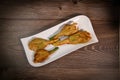 Stuffed zucchini flower on plate. Royalty Free Stock Photo