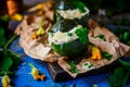 Stuffed zuccini with chicken alfredo..selective focus Royalty Free Stock Photo