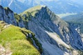 Stuhlbocklkopf peak, Rofan mountains, Austria - view from the 5 Gipfel 5 summits via ferrata route. Royalty Free Stock Photo