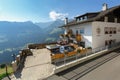 Alpine village of Stulles in province of Bolzano on a sunny autumn day. Municipality of Moos in Passeier, South Tyrol, Italy