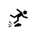 Man tripping over on floor, person injury symbol illustration Royalty Free Stock Photo