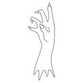 The Stump Of A Dead Man`s Hand. Sketch. Side View. Curved Fingers With Sharp Claws. Vector Illustration.