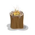 Alight Stump Isolated Illustration. Firewood Element