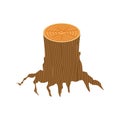 Stump isolated. dead tree on white background. Vector illustration Royalty Free Stock Photo