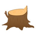 Stump isolated on a white background. A stump with a broken branch. Stump of oak, aspen, Rowan, spruce, pine, maple.