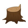 Stump isolated on a white background. A stump with a broken branch. Stump of oak, aspen, Rowan, spruce, pine, maple.