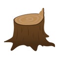Stump isolated on a white background. A stump with a broken branch. Stump of oak, aspen, Rowan, spruce, pine, maple. Timber