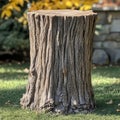 Stump of a tree in the garden with circles on the background Royalty Free Stock Photo