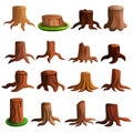 Stump tree icon set, cartoon style Royalty Free Stock Photo