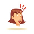 Stunned Woman Head Colorful Vector Illustration