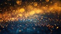 Golden Bokeh Festivity: Abstract Dark Background for New Year, Birthday, and Holiday Celebrations with Glitter Sparkles Royalty Free Stock Photo