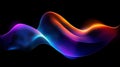 Abstract Glowing Neon Particle Wave Background. Futuristic Digital Data Visualization of Sound Energy Flow or Technology Signal Royalty Free Stock Photo