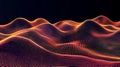 Futuristic Digital Wavy Grid Abstract Background with Glowing Orange Red Particles, Data Visualization or Energy Flow Concept Royalty Free Stock Photo