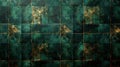 Abstract Green and Gold Textured Background with Tile Pattern Design Royalty Free Stock Photo